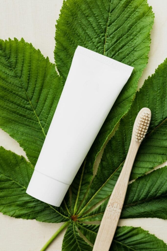 After: toothpaste with brush, instantly clear